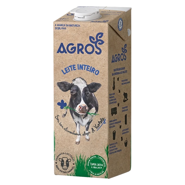 MILK AGROS UHT INTEIRO 1L