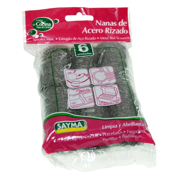 SCOURING PAD SAYMA STEEL INO.PK6 524