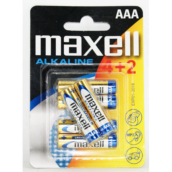BATTERY MAXELL ALK.LR03 BL4+2