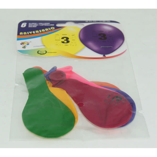 BALLONS ANIV.N3 21CM(6)233-3CT
