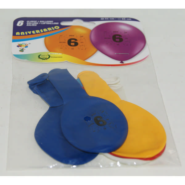 BALLONS ANIV.N6 21CM(6)233-6CT
