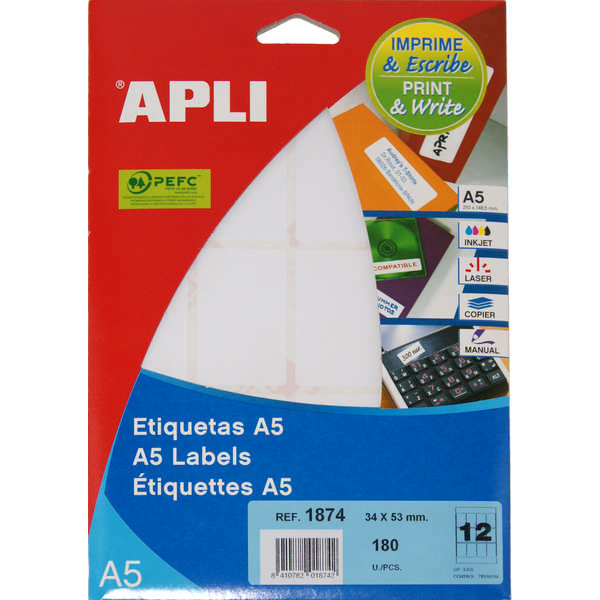 LABEL ADES.APLI A5 34X53MM 180U