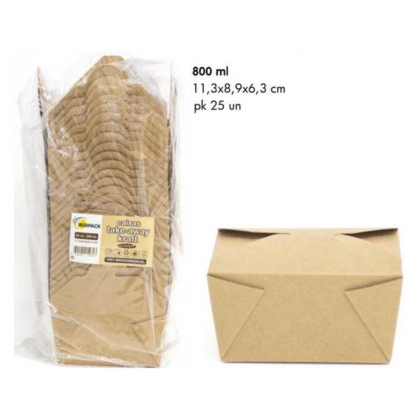BOX T-AWAY KRAFT 800ML CJ25