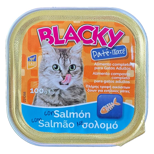 FOOD CAT BLACKY PATE SALMAO 100G