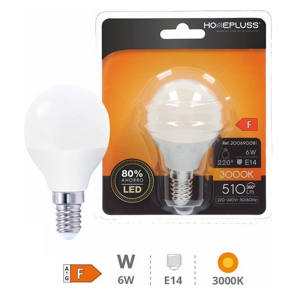 LIGHT BULB H/P.ESF.LED E14-6W 3000K